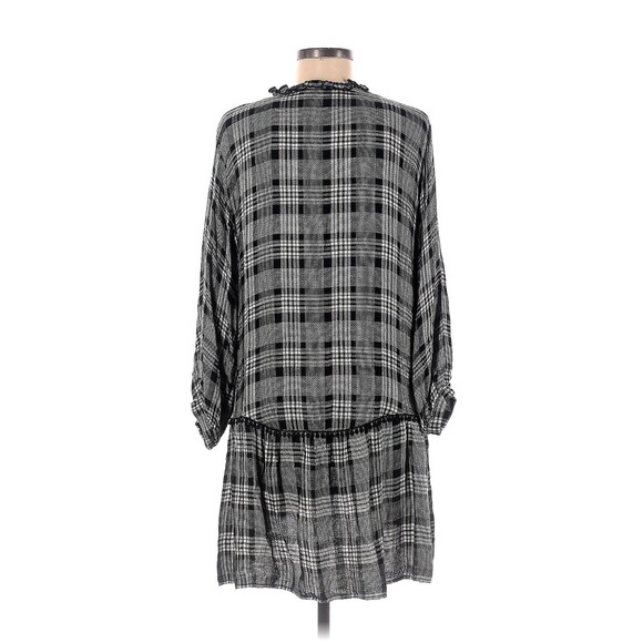 ZARA Gray White Plaid Dress With Tassels - S - Picture 4 of 4